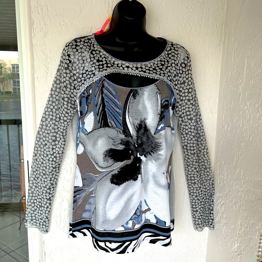 Anac by Kimi Art to Wear Sparkly designer, top, Korea multimedia Artsy Sz Lg.